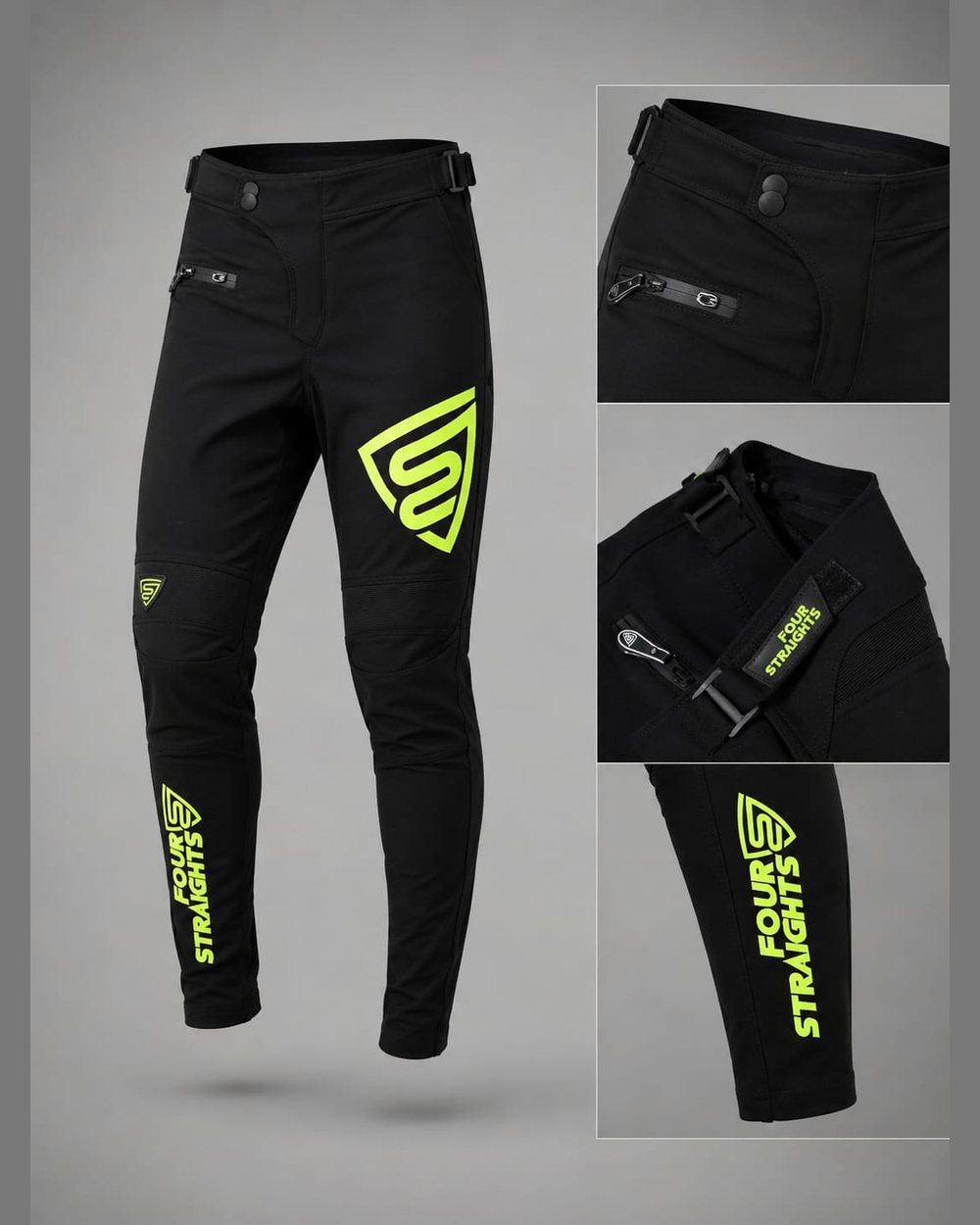 Pantalón Race Negro / Verde Neón — ropa técnica Pantalones para BMX, MTB y Downhill